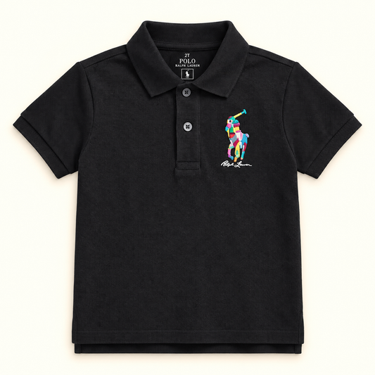 GRY BOYS POLO EMBOSSED PRINT