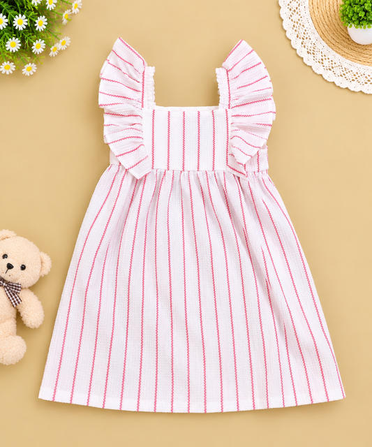 Girls Frock Pink Lines