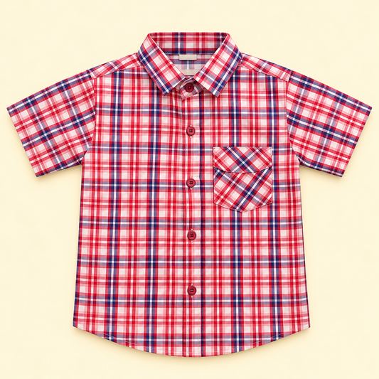 pink boys shirt half sleeves front pocket