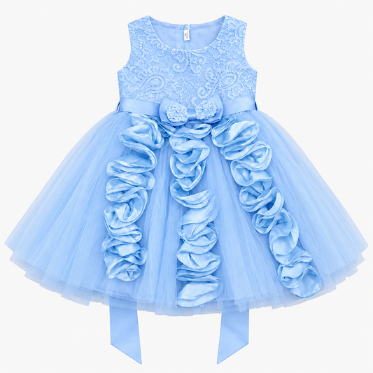 Girls Fancy Frock Net Flower & Net Bow Dorissa XN22047 sku0514