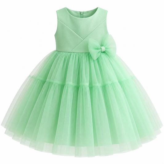 Girls Fancy Frock Net Front Bow