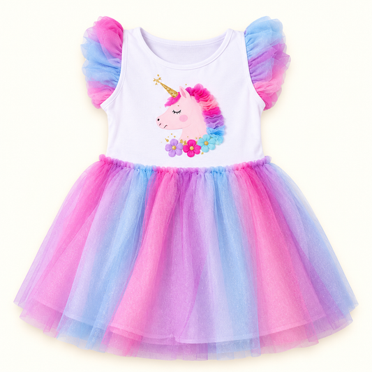 AB13 girls frock unicorn