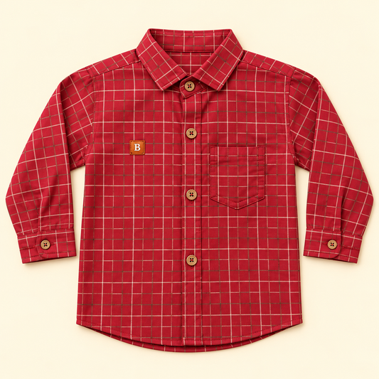boys shirt full sleeves check front pocket