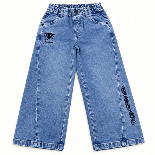 Dark Blue Girls Denim Pant