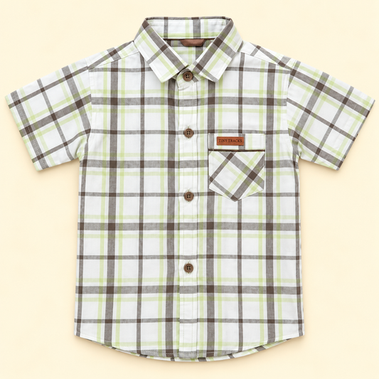white boys shirt half sleeves front pocket