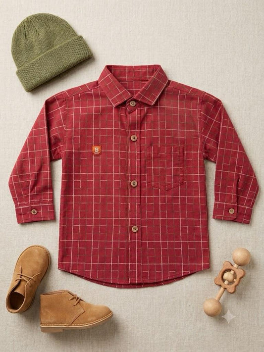 boys shirt full sleeves check front pocket