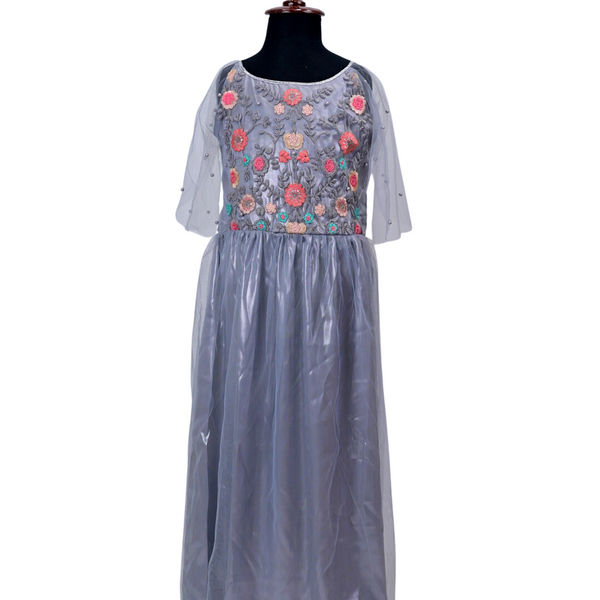 Frock PTY Front Flower EMB Grey
