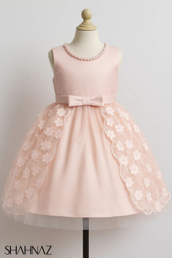 Girls Fancy Frock Neck Beets Net Flower sku05148