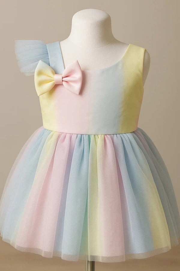 Girls Fancy Frock Multi Color Shoulder Bow sku0512