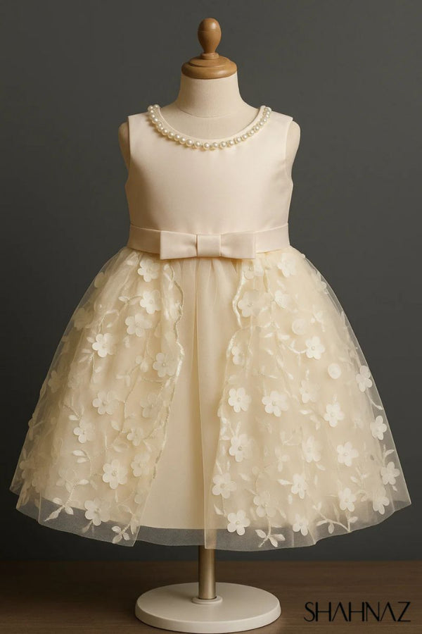 Girls Fancy Frock Neck Beets Net Flower sku05148