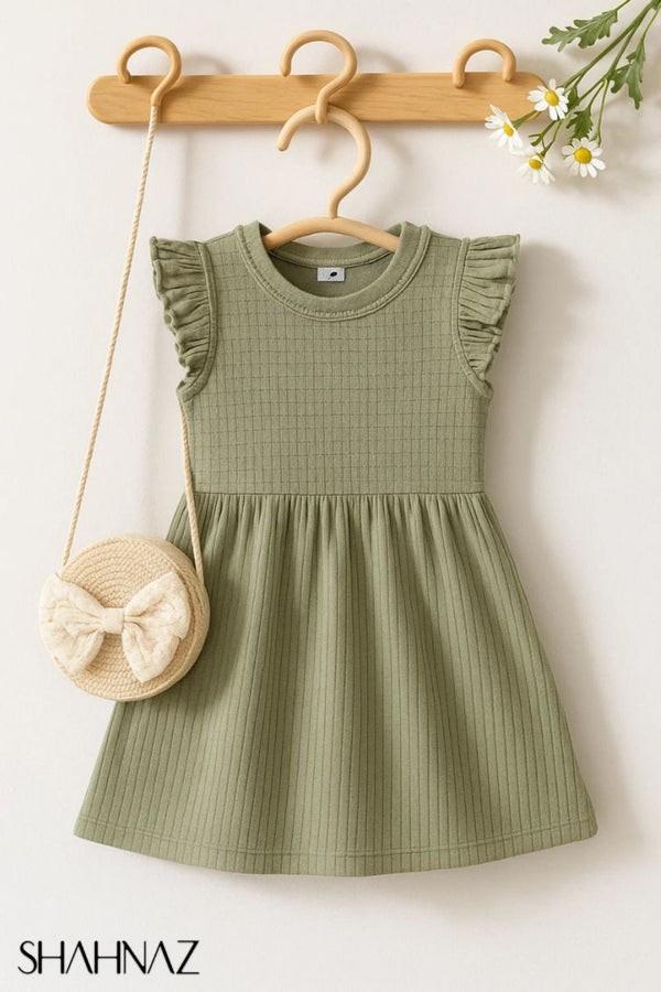 Girls Plain Frock Green sku05904