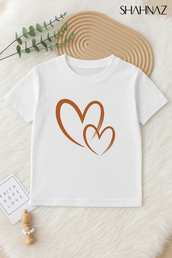 Girls T Shirt Round Neck Heart