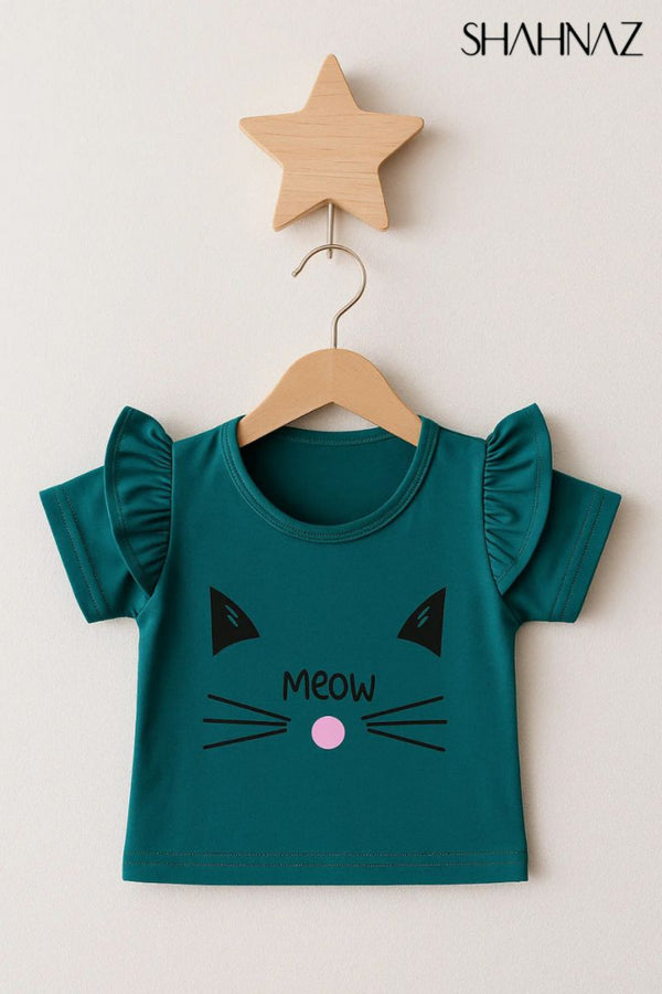Girls T Shirt Cat Meow