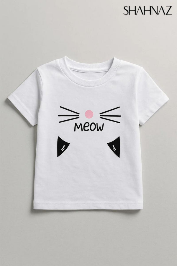 Girls T Shirt Cat Meow