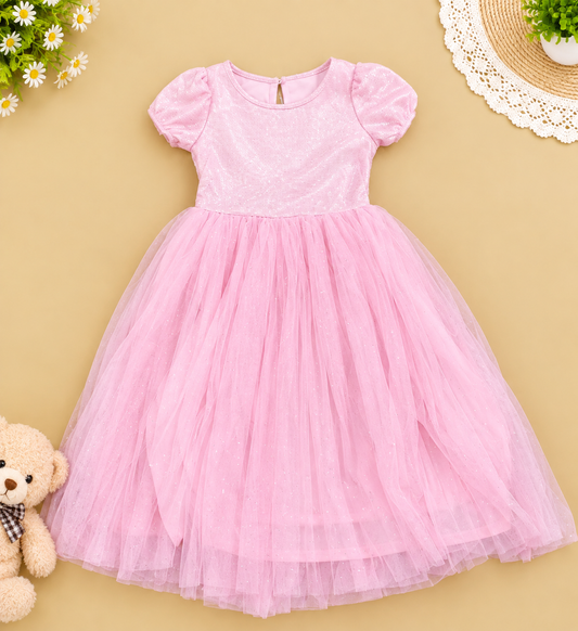 Pink Girls Frock Shimmer