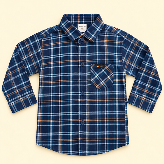 boys shirt full sleeves check front pocket
