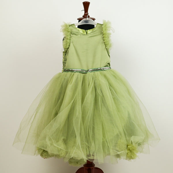 Girls Fancy Frock Front Lays & Shoulder Net