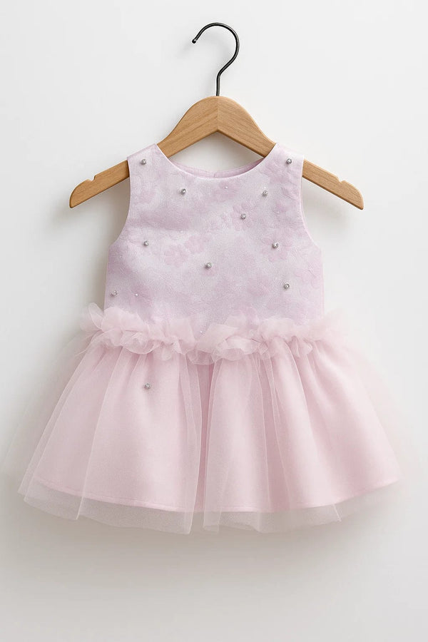 Girls Fancy Frock Beeds & Back Bow