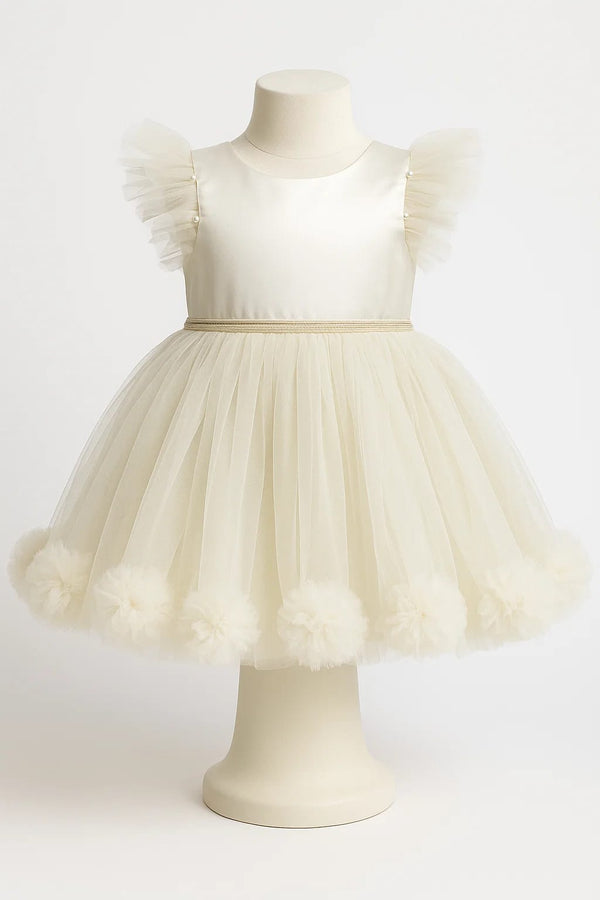 Girls Fancy Frock Front Lays & Shoulder Net