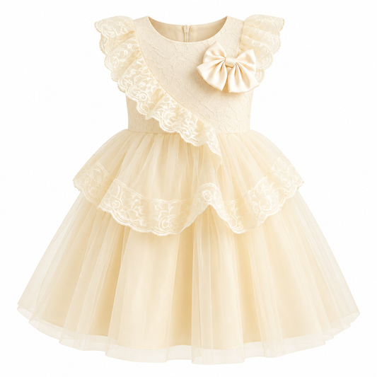 Girls Maxi Frock Chicken Net Bow sku05150