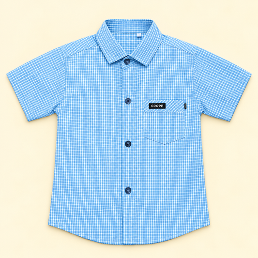green boys shirt half sleeves front pocket