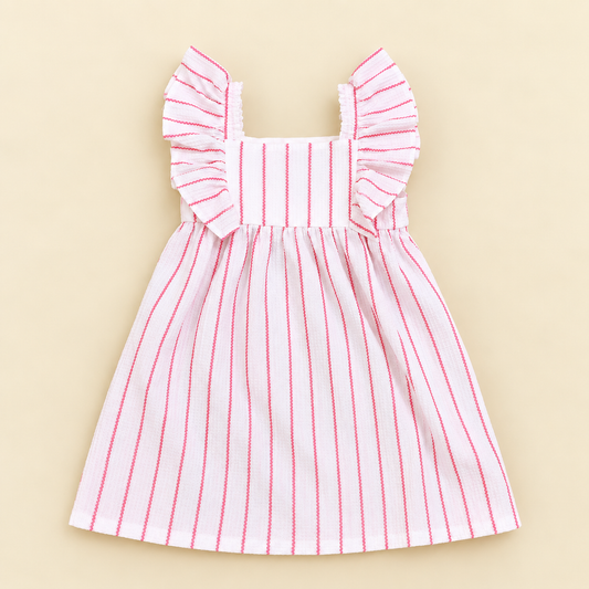 Girls Frock Pink Lines