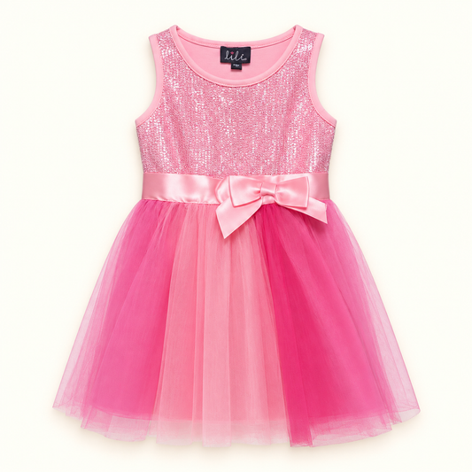 girls frock shimmer front bow