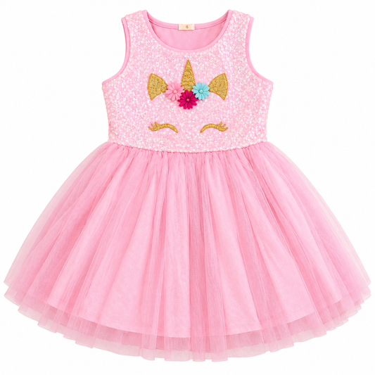 Girls Frock Cat Shimmer Seq sku05076