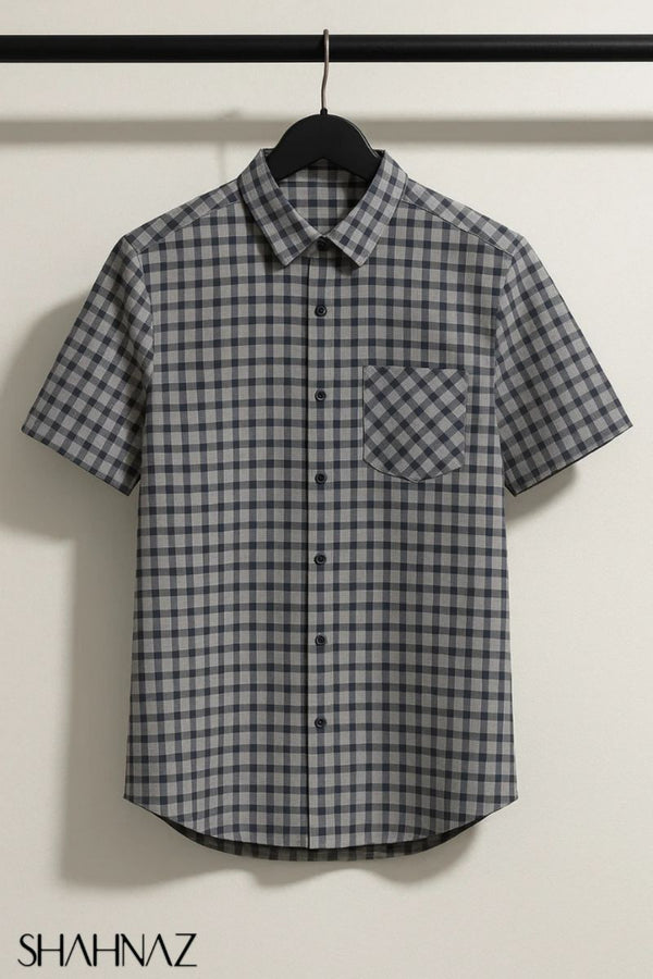 Boys Shirt Half Sleeves Check Front Pocket