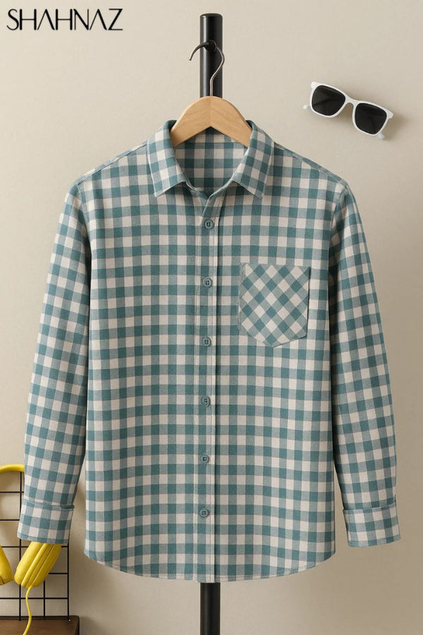 Boys Shirt Full Sleeves Check Front Pocket sku02138