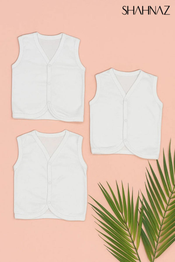 Baby Sleeveless Button Down Vest Pack Of 3