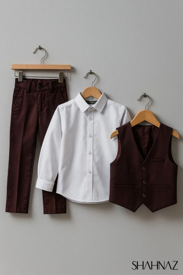 Boys 3 Piece Suit Pant Shirt With Coat
