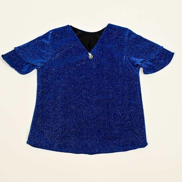 Girls Top Fancy Shimmer V Neck