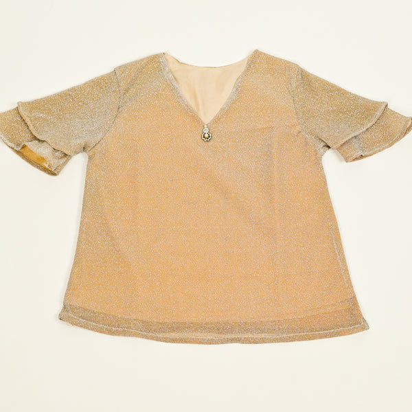 Girls Top Fancy Shimmer V Neck