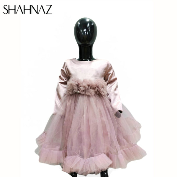 Full Sleeves Velvet Net Frock sku0755
