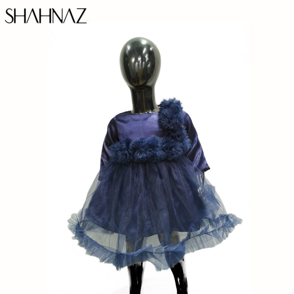 Full Sleeves Velvet Net Frock sku0755