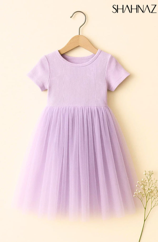 Girls Frock Purple Plain sku05919
