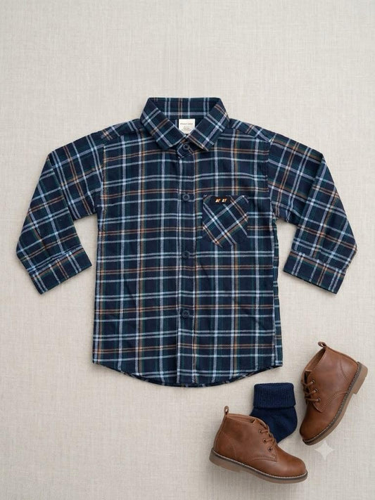 boys shirt full sleeves check front pocket
