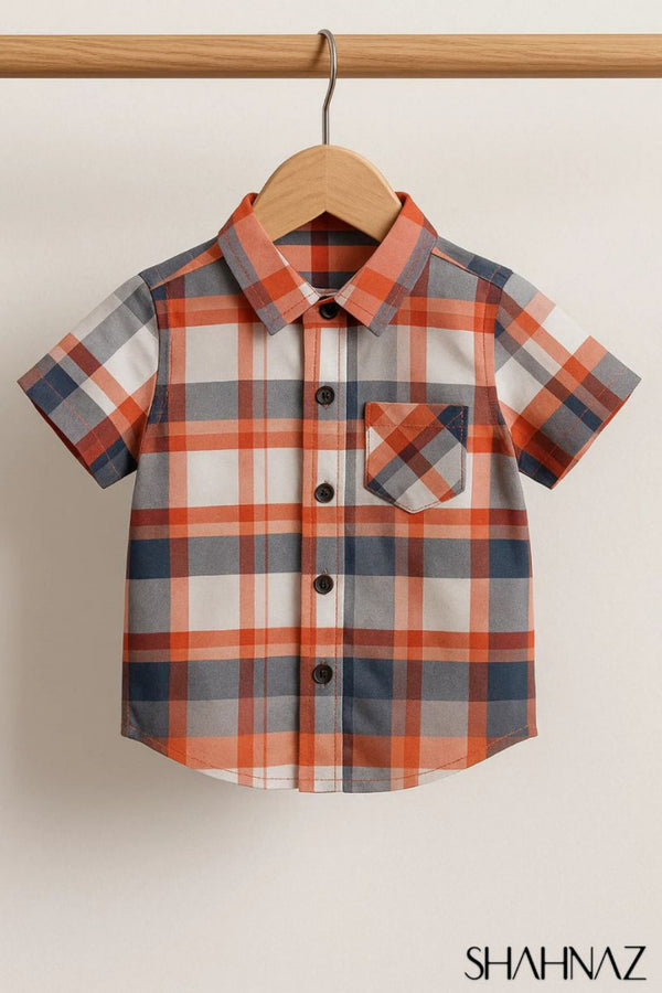 Boys Shirt Half Sleeves Check sku030