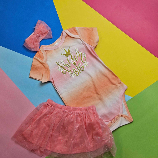 Girl Romper With Skirt & Headband