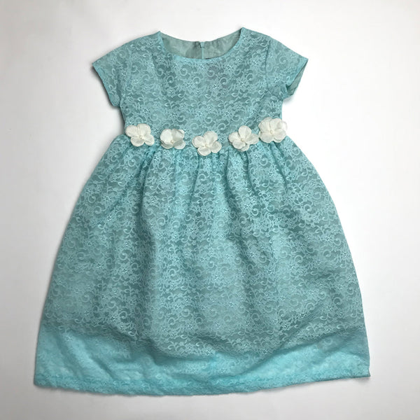 Girls Frock Net Flowers Front White Flower sku04768